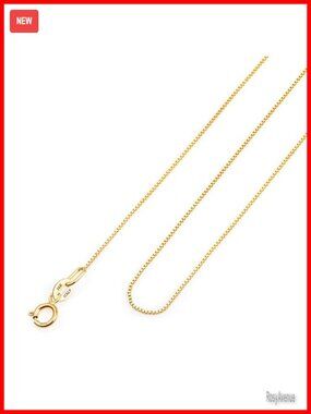 14K Yellow Gold Box Chain Necklace 18" Solid Spring Ring Clasp